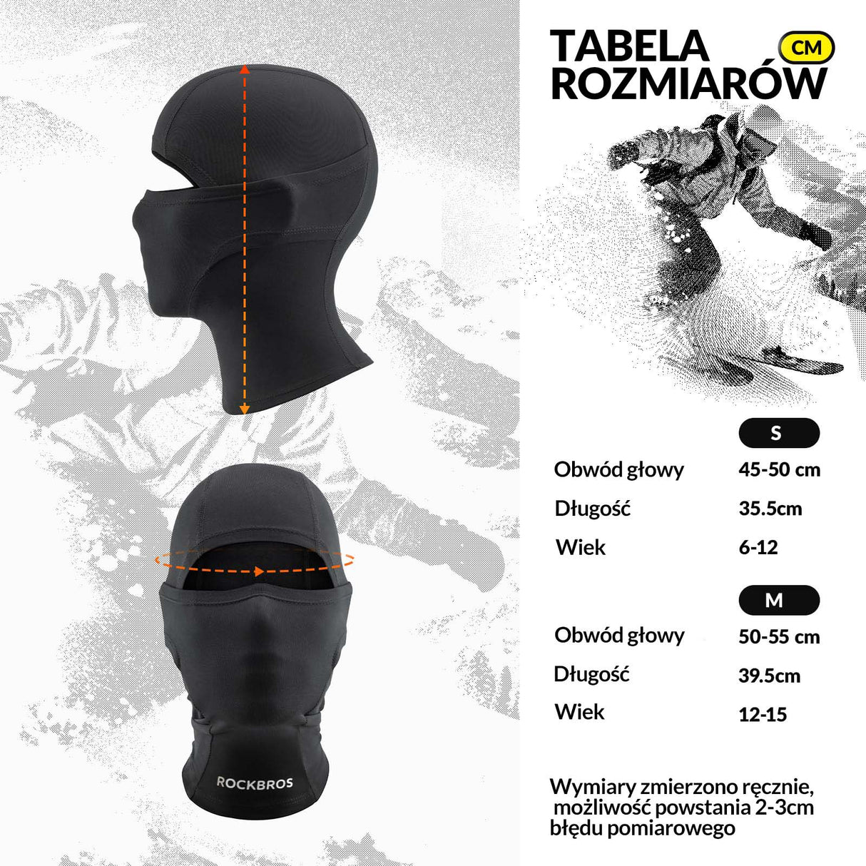 ROCKBROS Kominiarka Dziecięca Uniwersalna Termiczna Zimowa Narciarska dla Dzieci Kominiarki