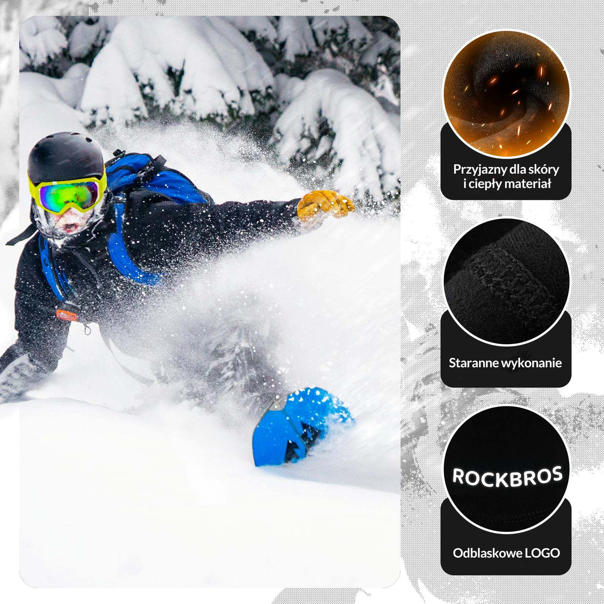 ROCKBROS Kominiarka Dziecięca Uniwersalna Termiczna Zimowa Narciarska dla Dzieci Kominiarki