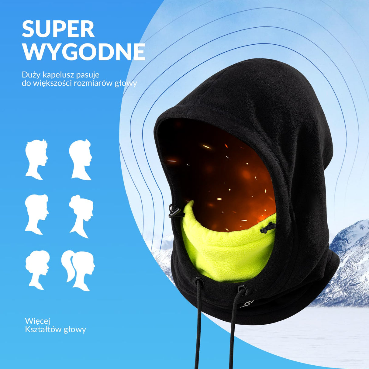 ROCKBROS Kominiarka na Narty Zagęszczony i Ciepły Zielona Maska-YPP085 Kominiarki