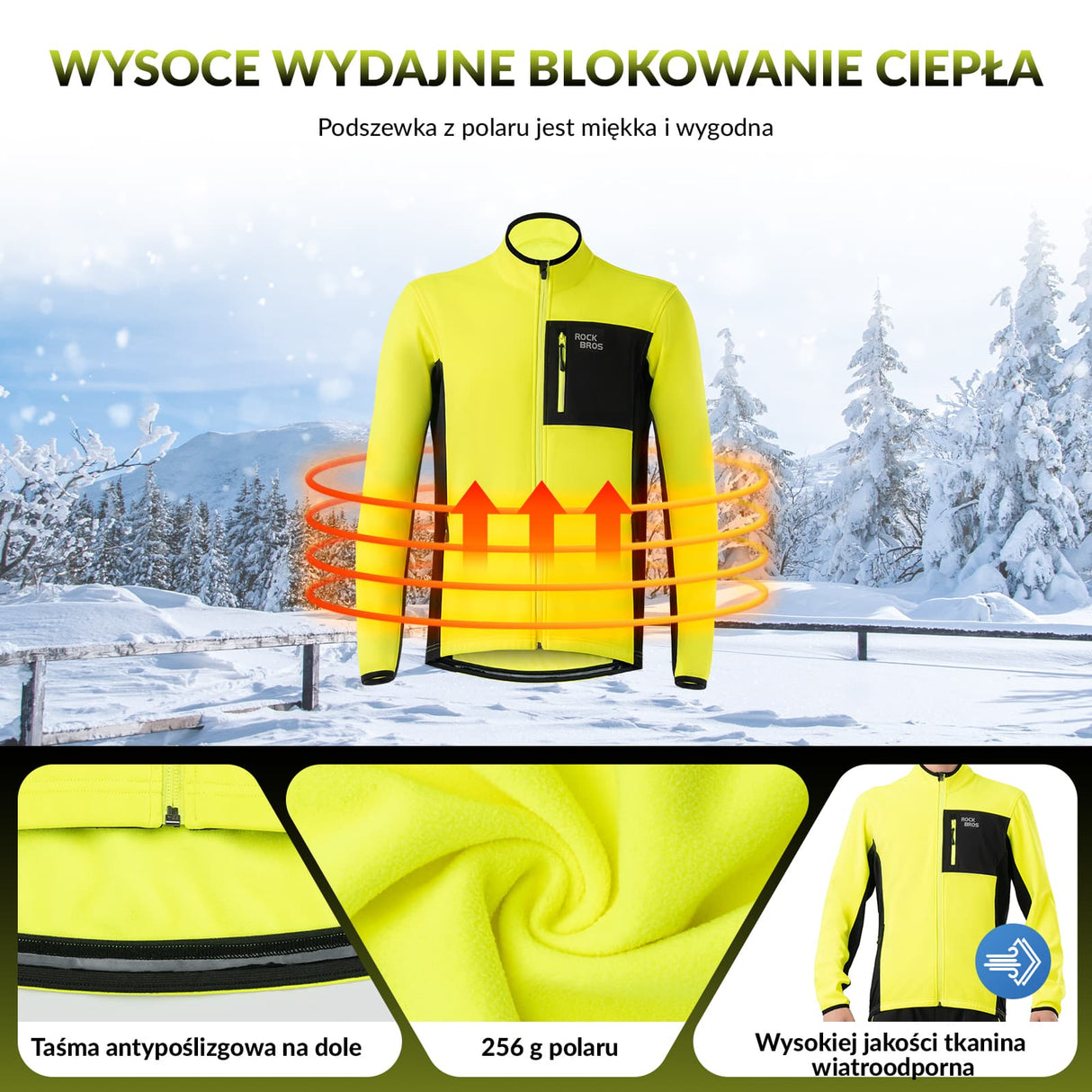 ROCKBROS Komplet Kurtka I Spodnie Rowerowe Polar Odblaskowy Zestawy odzieży