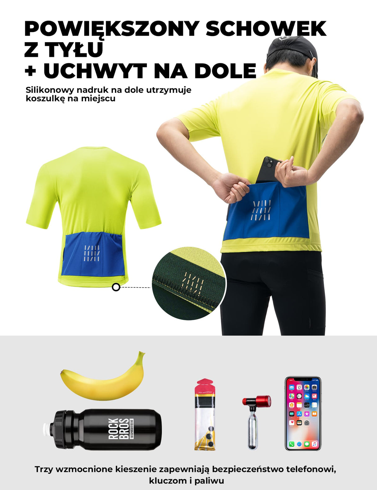 ROCKBROS Koszulka rowerowa z krótkim rękawem i zamkiem 1/2-YDDX008 Koszulki