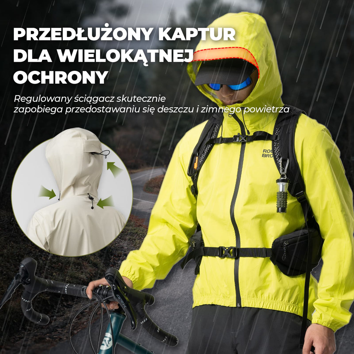ROCKBROS Kurtki Płaszcz Przeciwdeszczowy Lekki Wodoodporny Mężczyźni i Kobiety-YPY024-1 Kurtki