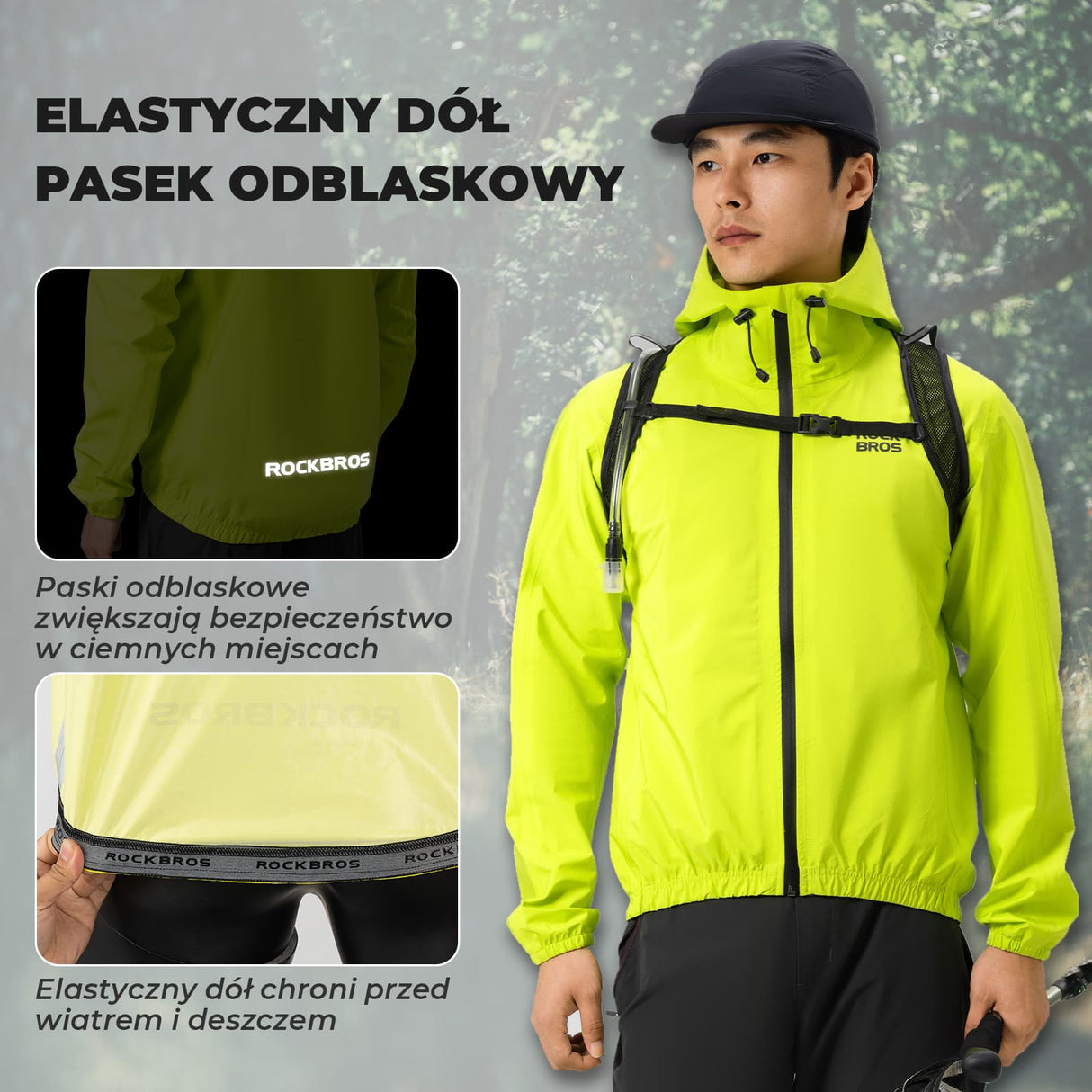 ROCKBROS Kurtki Płaszcz Przeciwdeszczowy Lekki Wodoodporny Mężczyźni i Kobiety-YPY024-1 Kurtki