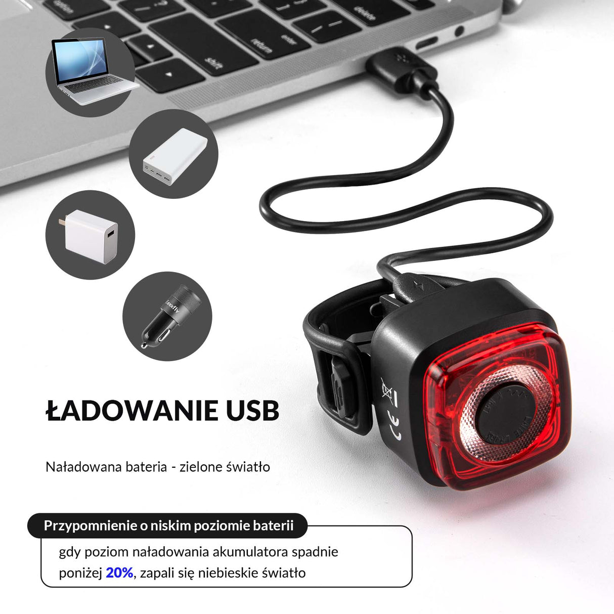 ROCKBROS Tylne Światło Rowerowe LR-06K Światła rowerowe