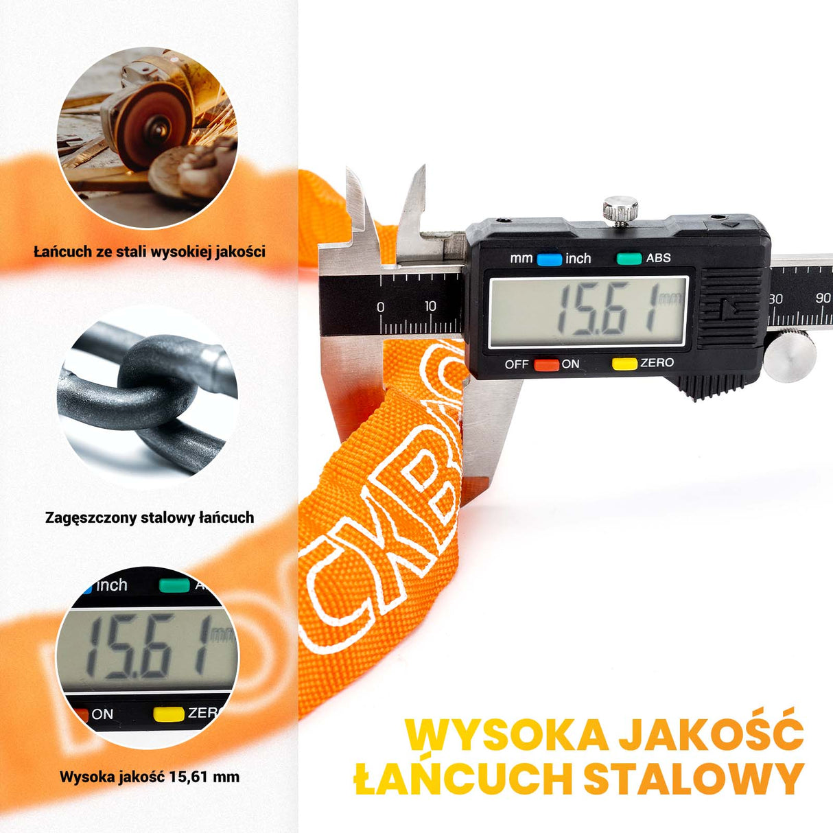 ROCKBROS-PL Łańcuch Antykradzieżowy Zapięcie Rowerowe 95cm Zapięcia