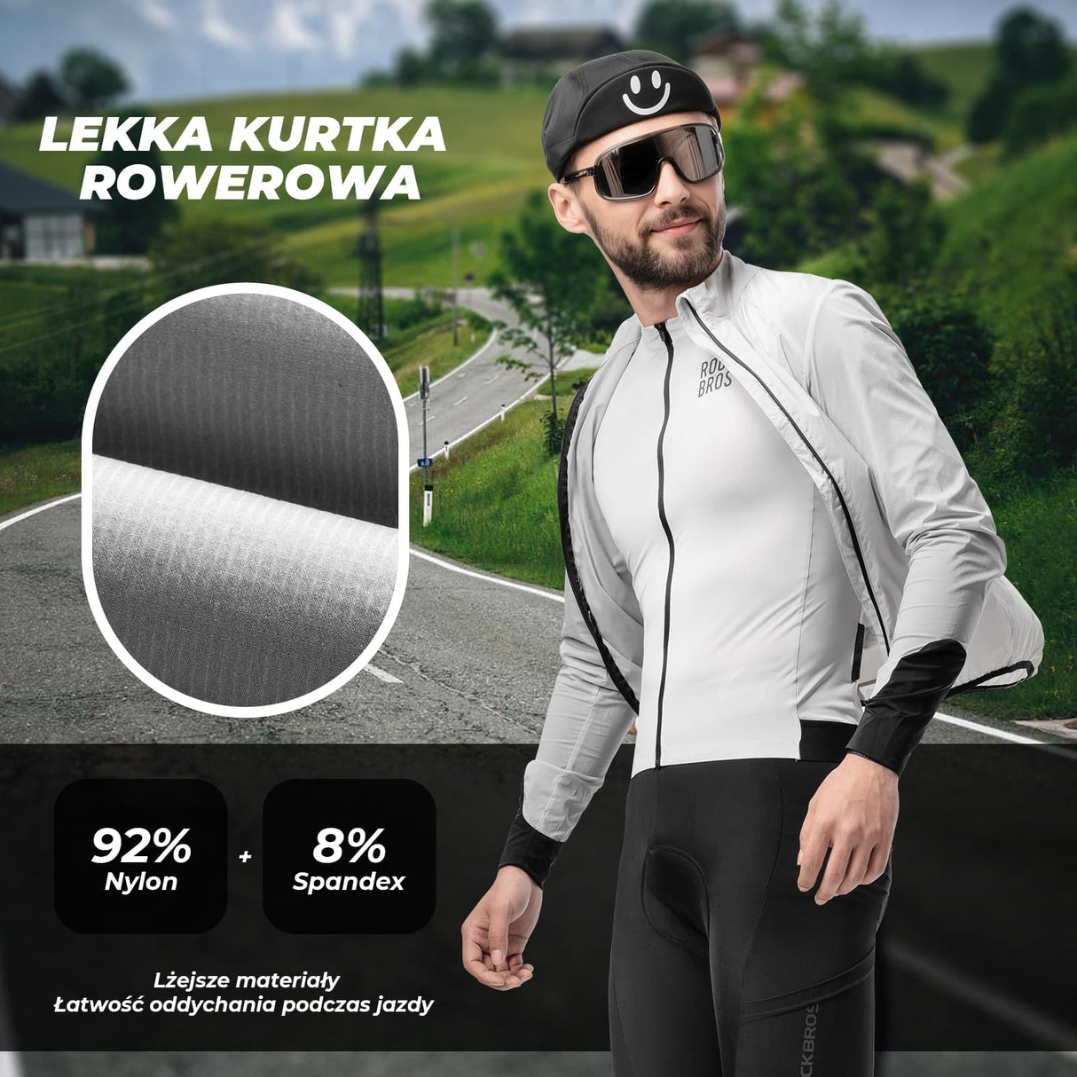 ROCKBROS Lekka Kurtka Rowerowa Z Długim Rękawem Męska-YPW060-1 Kurtki