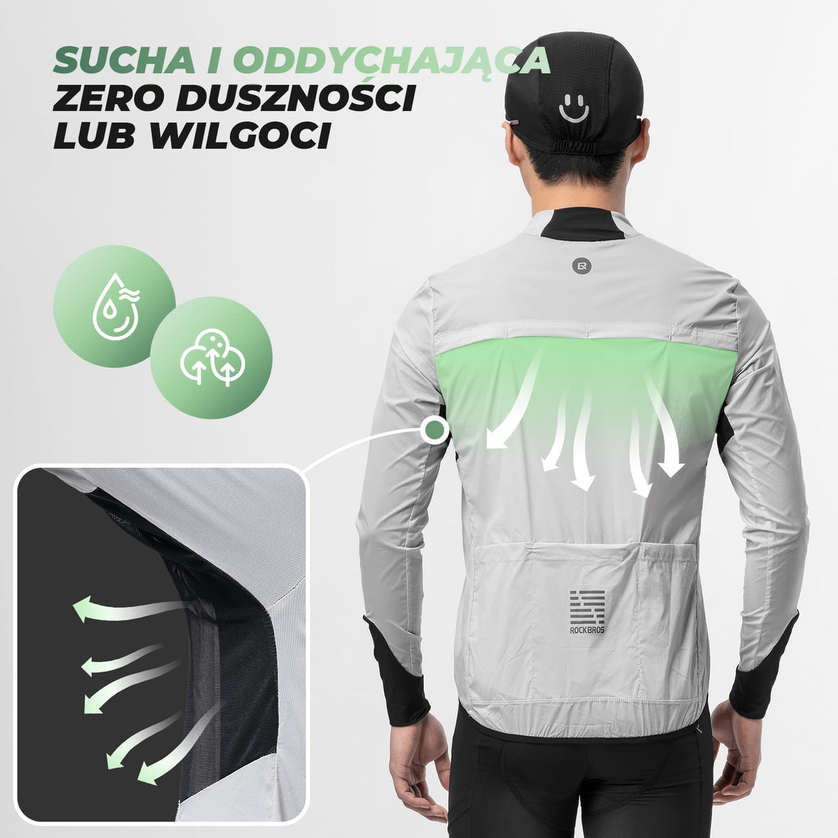 ROCKBROS Lekka Kurtka Rowerowa Z Długim Rękawem Męska-YPW060-1 Kurtki