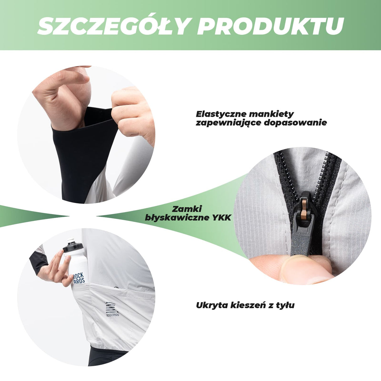 ROCKBROS Lekka Kurtka Rowerowa Z Długim Rękawem Męska-YPW060-1 Kurtki