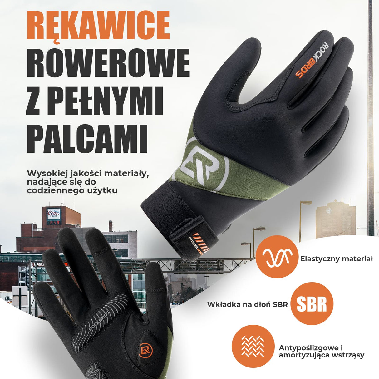 ROCKBROS Rękawiczki Rowerowe Długie z Ekranem Dotykowym Wiosna i Jesień-S379 Rękawiczki