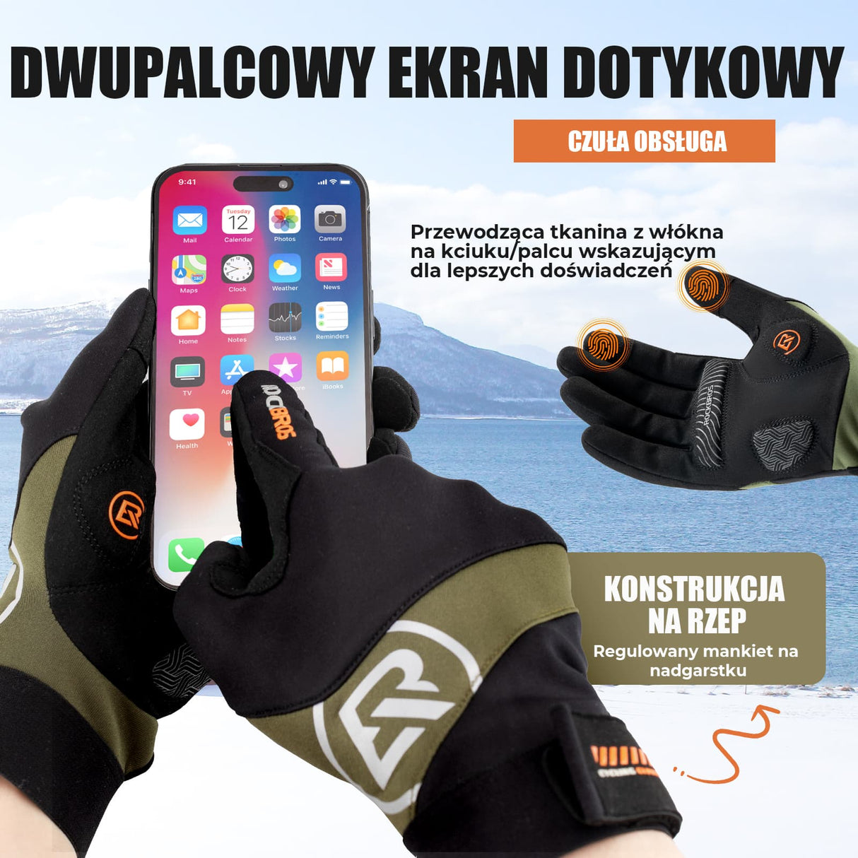 ROCKBROS Rękawiczki Rowerowe Długie z Ekranem Dotykowym Wiosna i Jesień-S379 Rękawiczki