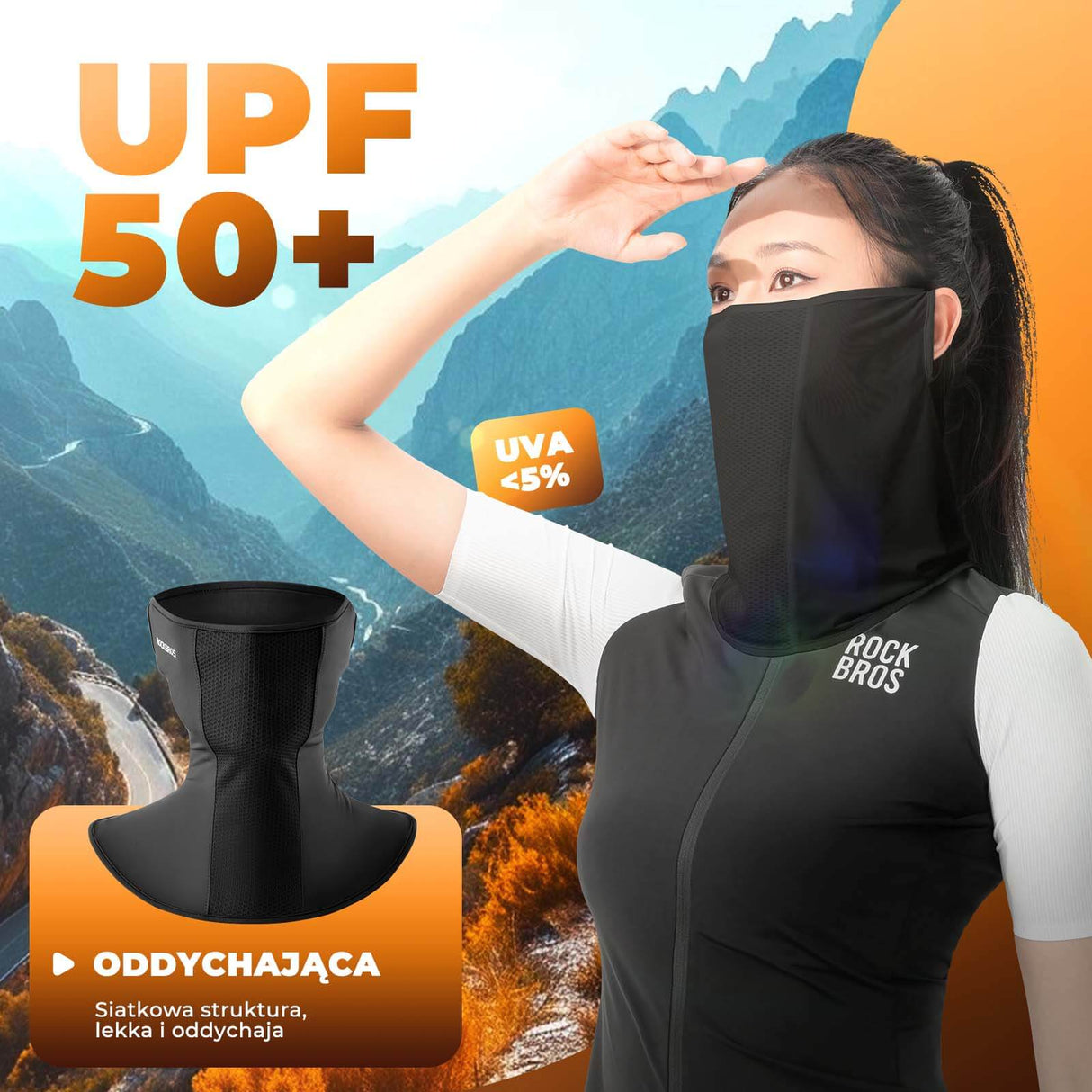 ROCKBROS ROCKBROS Letnia Maska Balaclava Wielofunkcyjna Szybkoschnąca Oddychająca Unisex Osłony twarzy