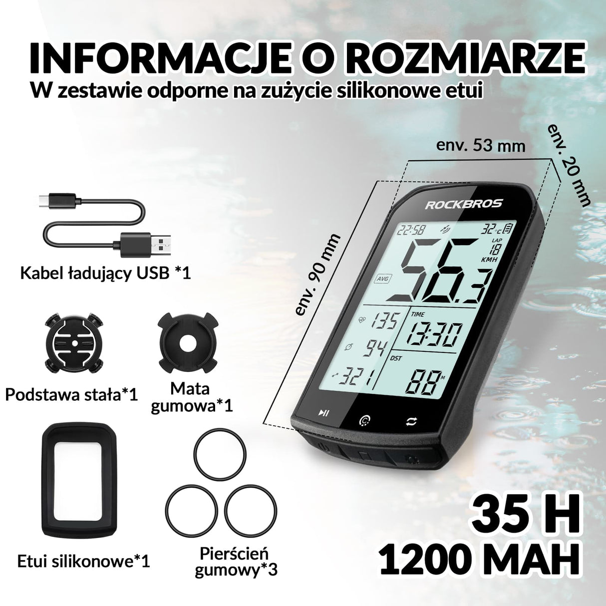 ROCKBROS Licznik Rowerowy Bezprzewodowy GPS Wodoodporny Prędkościomierz I Drogomierz Licznik