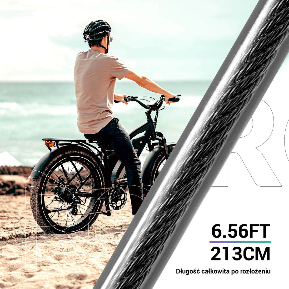 ROCKBROS Linka Stalowa Zabezpieczająca 2 m do Roweru Motocykla Skutera Wózka Zapięcia