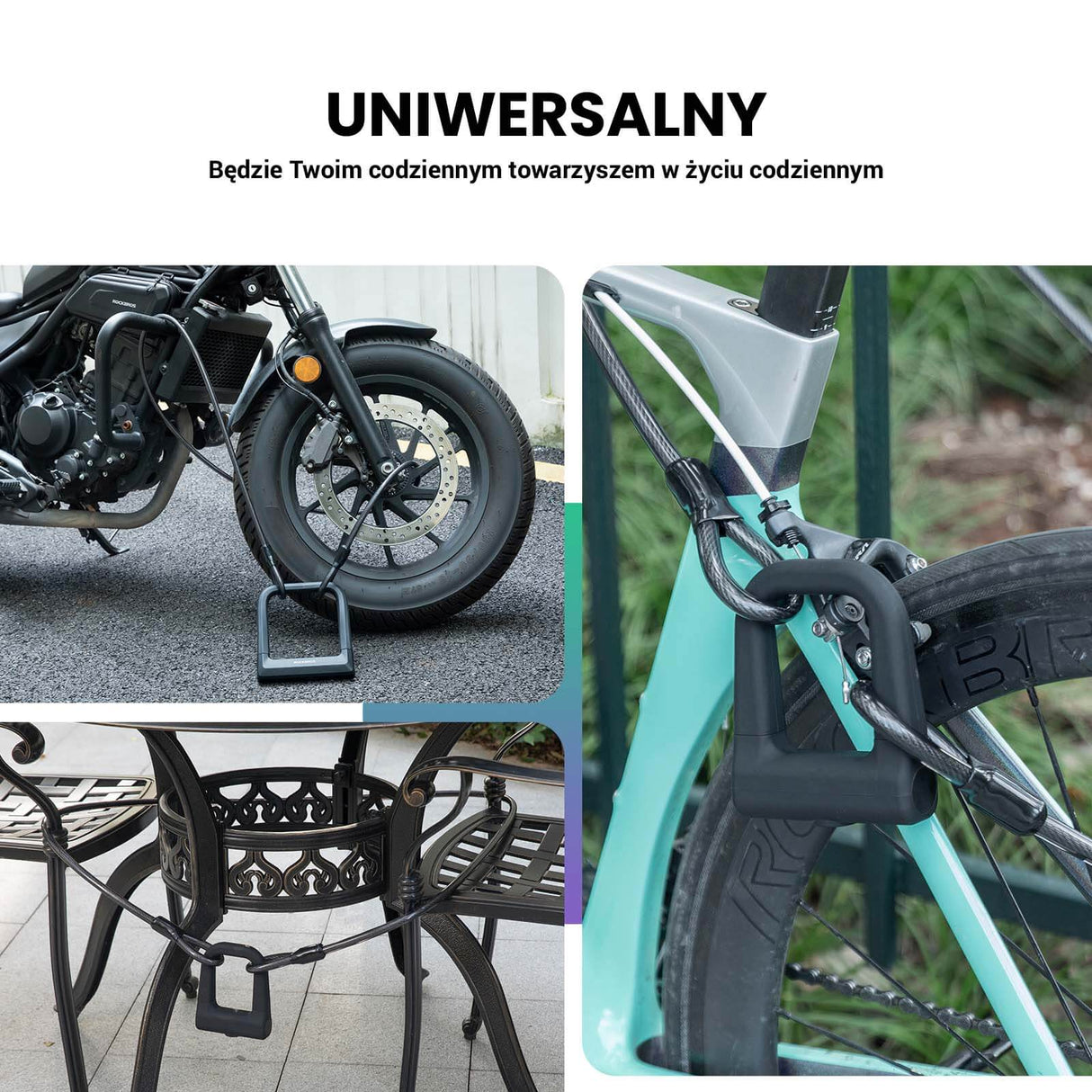 ROCKBROS Linka Stalowa Zabezpieczająca 2 m do Roweru Motocykla Skutera Wózka Zapięcia