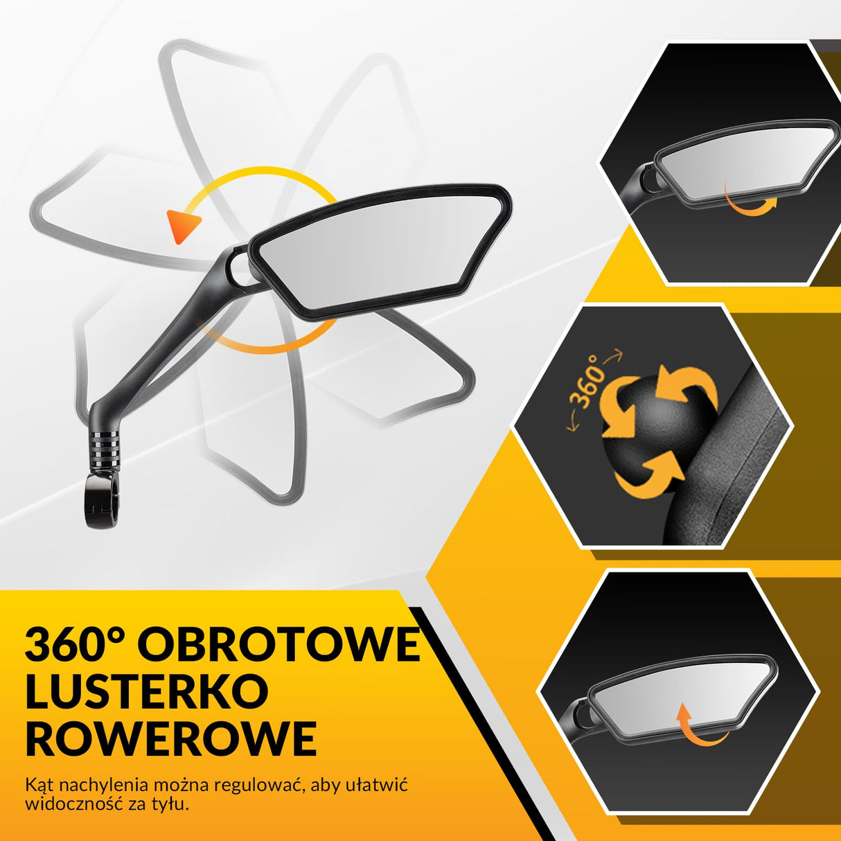 ROCKBROS Regulowane Lusterko Rowerowe ze Stali Nierdzewnej Lusterko rowerowe