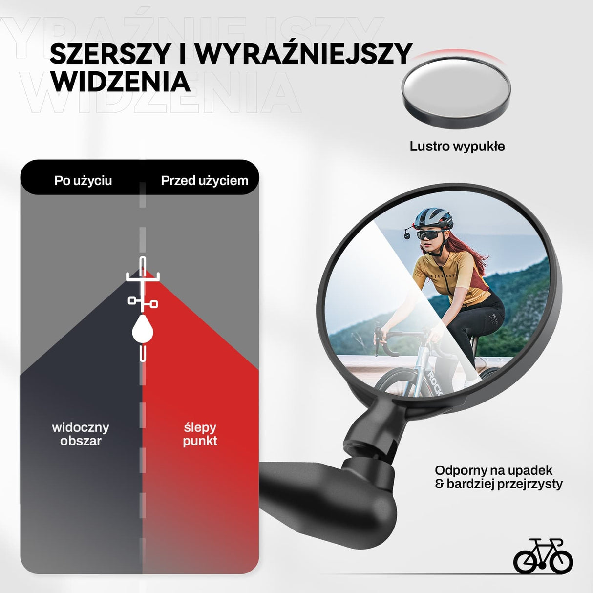 ROCKBROS Lusterko Rowerowe Na Kask 360 Stopni Regulowane Lusterko Rowerowe-FK-218 Lusterko rowerowe