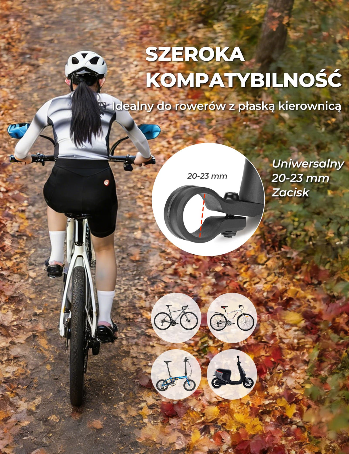 ROCKBROS Lusterko Rowerowe Regulacja 360° i Szkło HD o Wysokiej Rozdzielczości-F-253A Lusterko rowerowe