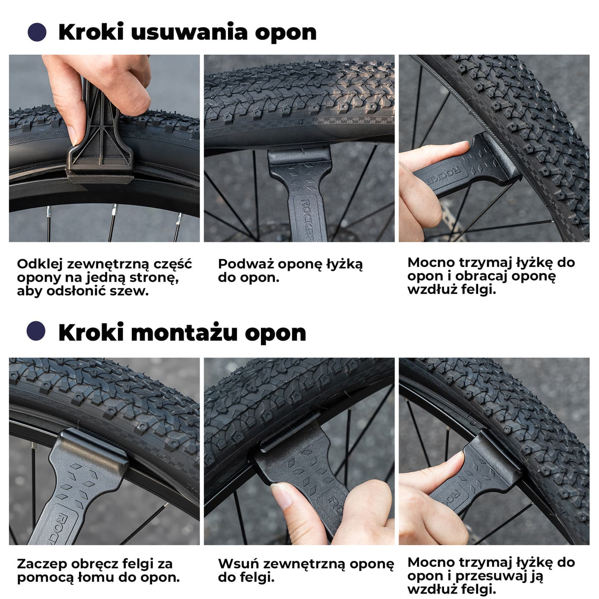 ROCKBROS Łyżka do Opon Rowerowych 2 W 1 Ultralekkie I Wytrzymałe-NLQTB-001 Narzędzia do naprawy roweru