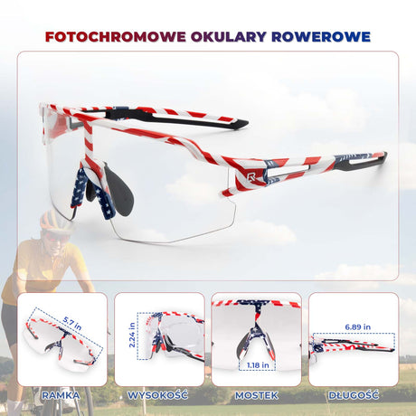 ROCKBROS ROCKBROS Malowane Okulary Rowerowe Fotochromowe Okulary Kolarskie Wiatroszczelne UV400 Okulary i gogle