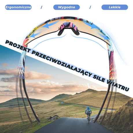 ROCKBROS ROCKBROS Malowane Okulary Rowerowe Fotochromowe Okulary Kolarskie Wiatroszczelne UV400 Okulary i gogle