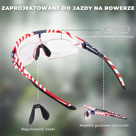 ROCKBROS ROCKBROS Malowane Okulary Rowerowe Fotochromowe Okulary Kolarskie Wiatroszczelne UV400 Okulary i gogle
