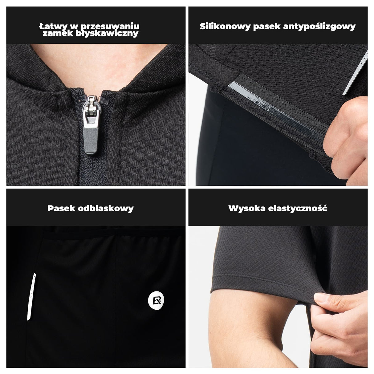 ROCKBROS Męska Koszulka Kolarska Z Zamkiem Błyskawicznym Do Połowy-YDDX007 Koszulki