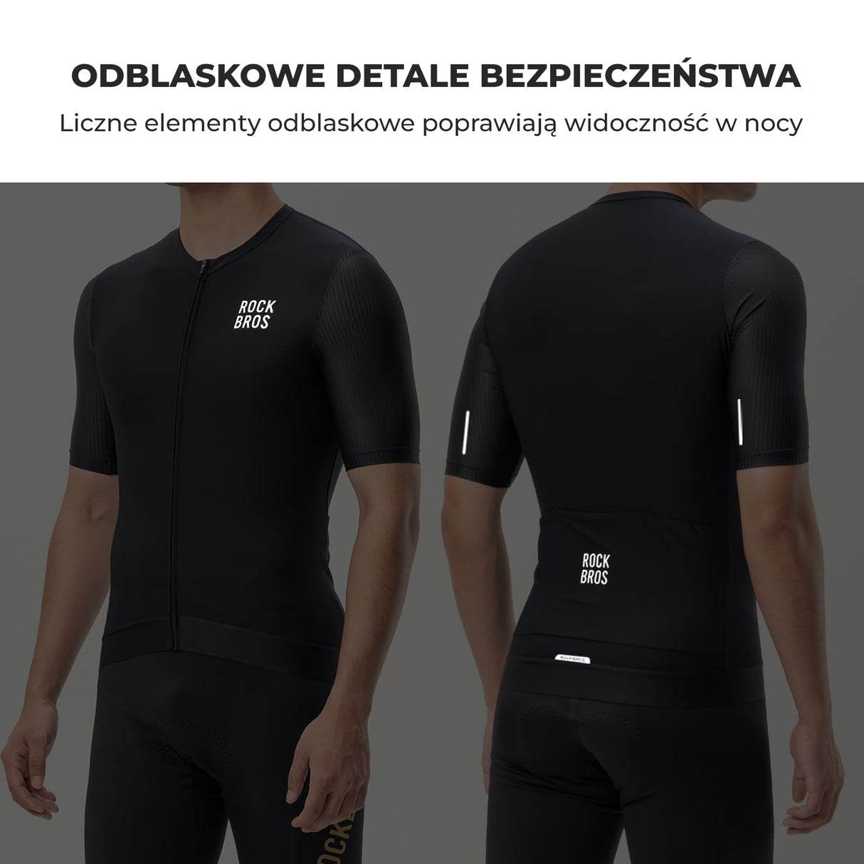ROCKBROS Męska Koszulka Rowerowa Krótki Rękaw, Oddychająca i Odblaskowa Koszulki