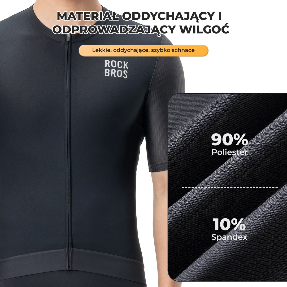 ROCKBROS Męska Koszulka Rowerowa Krótki Rękaw, Oddychająca i Odblaskowa Koszulki