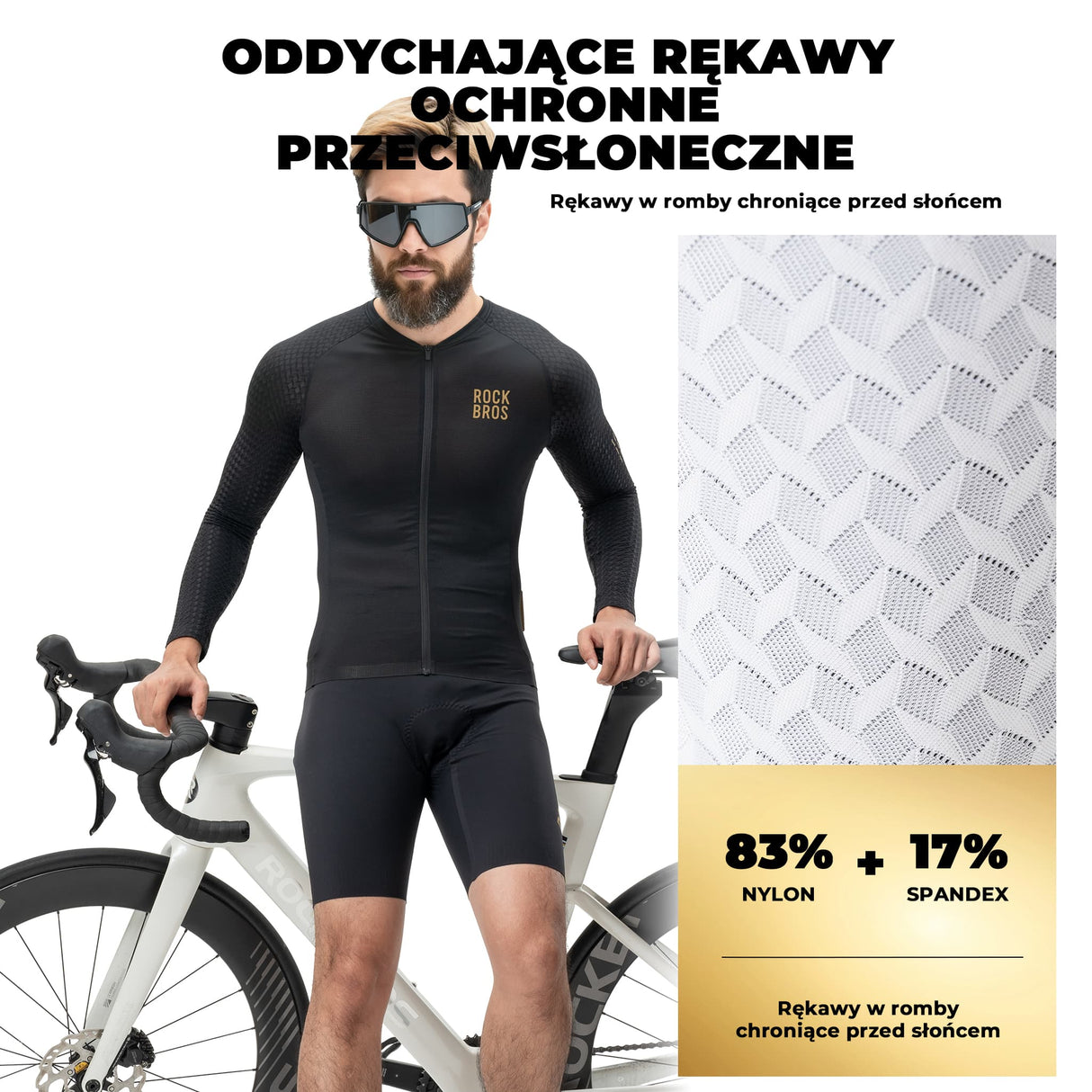 ROCKBROS Męska Koszulka Rowerowa z Długim Rękawem Krój 3D-YDCX008 Koszulki