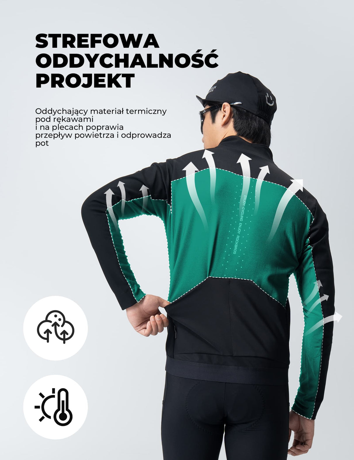 ROCKBROS Męska Kurtka Rowerowa Zaawansowana Technologia 3-Warstwowa-YDWT007 Kurtka wiosenno-jesienna