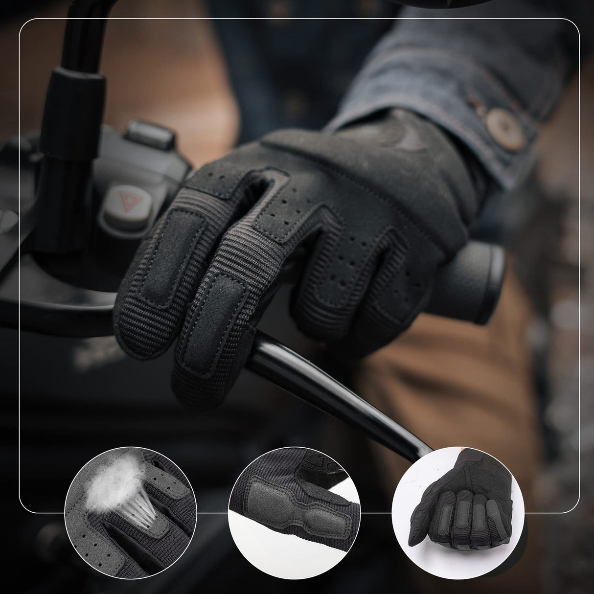 ROCKBROS Męskie Rękawice Motocyklowe z Ekranem Dotykowym-MT003 Rękawiczki