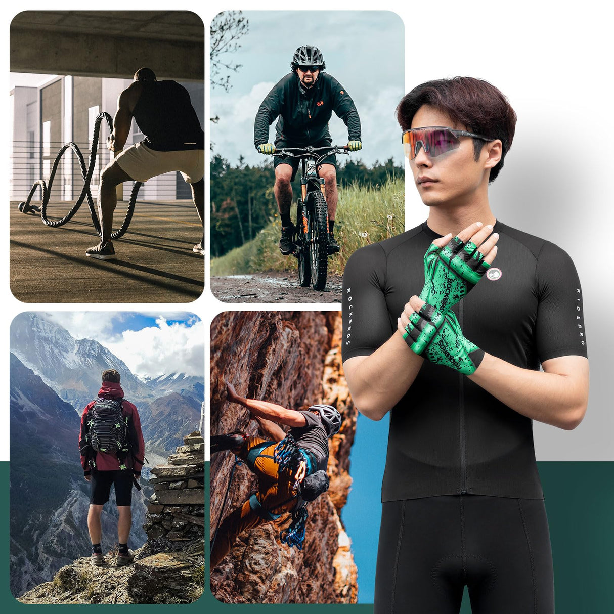 ROCKBROS Męskie Letnie Rękawiczki Rowerowe z Półpalcami, Oddychające-S341-1 Rękawiczki