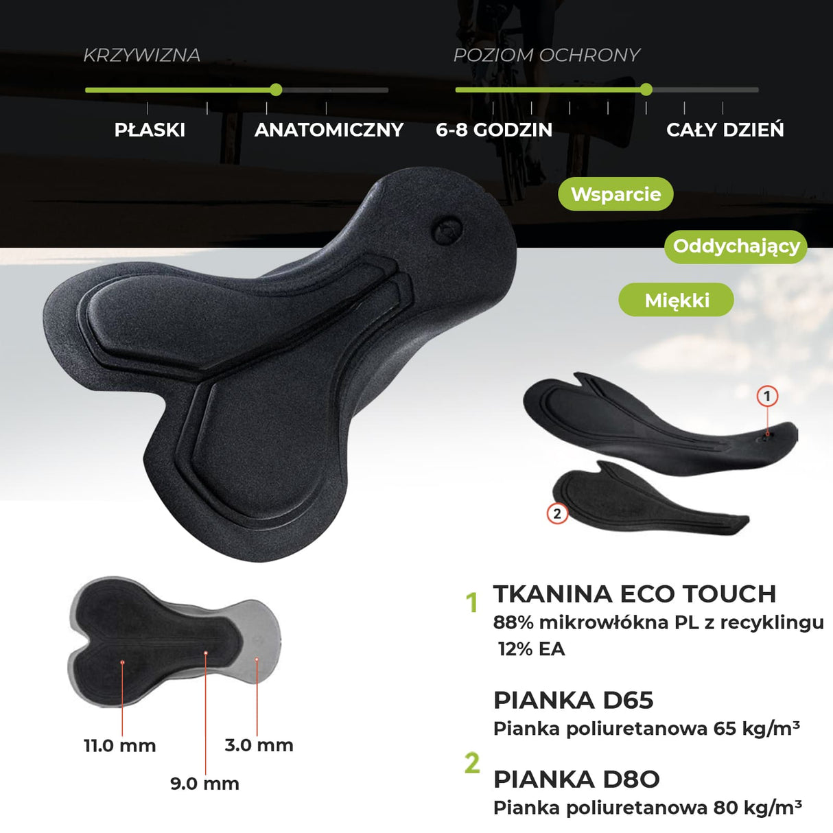 ROCKBROS Męskie Spodenki Rowerowe Z Szelkami, Oddychające Amortyzujące I Wyściełane-YDDK008 Spodnie rowerowe na szelkach