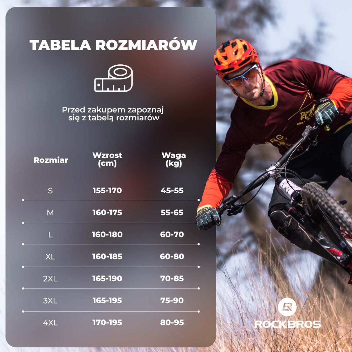 ROCKBROS ROCKBROS Męskie Spodnie Rowerowe Wyściełane Długie Kompresyjne Spodnie z Kieszeniami S-4XL Getry