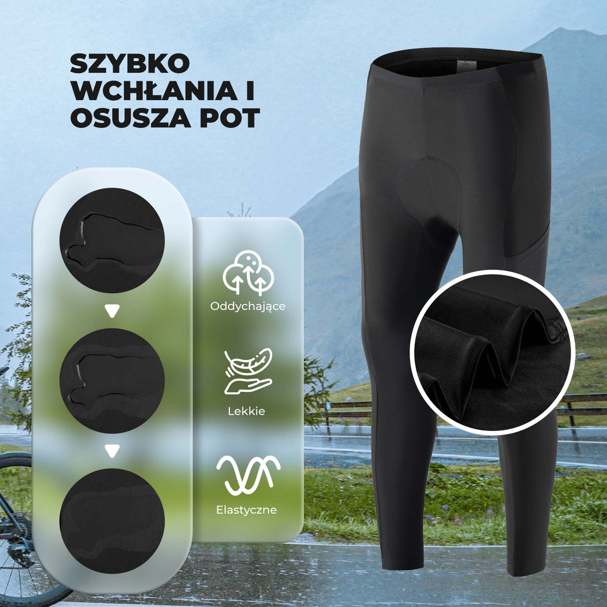 ROCKBROS ROCKBROS Męskie Spodnie Rowerowe Wyściełane Długie Kompresyjne Spodnie z Kieszeniami S-4XL Getry