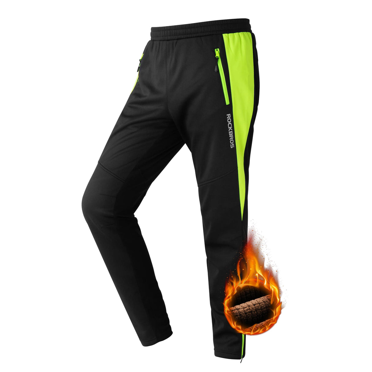 ROCKBROS Męskie Zimowe Spodnie Rowerowe Z Elastycznego Polaru-YPK043 Spodnie