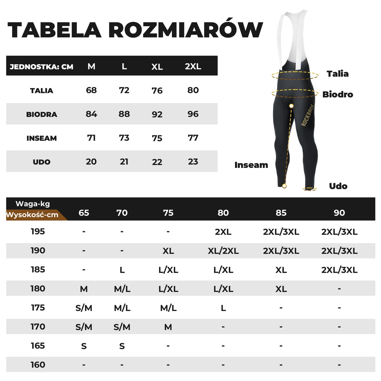 ROCKBROS Męskie Spodnie Rowerowe na Szelkach-YDCK008-1 Spodnie rowerowe na szelkach