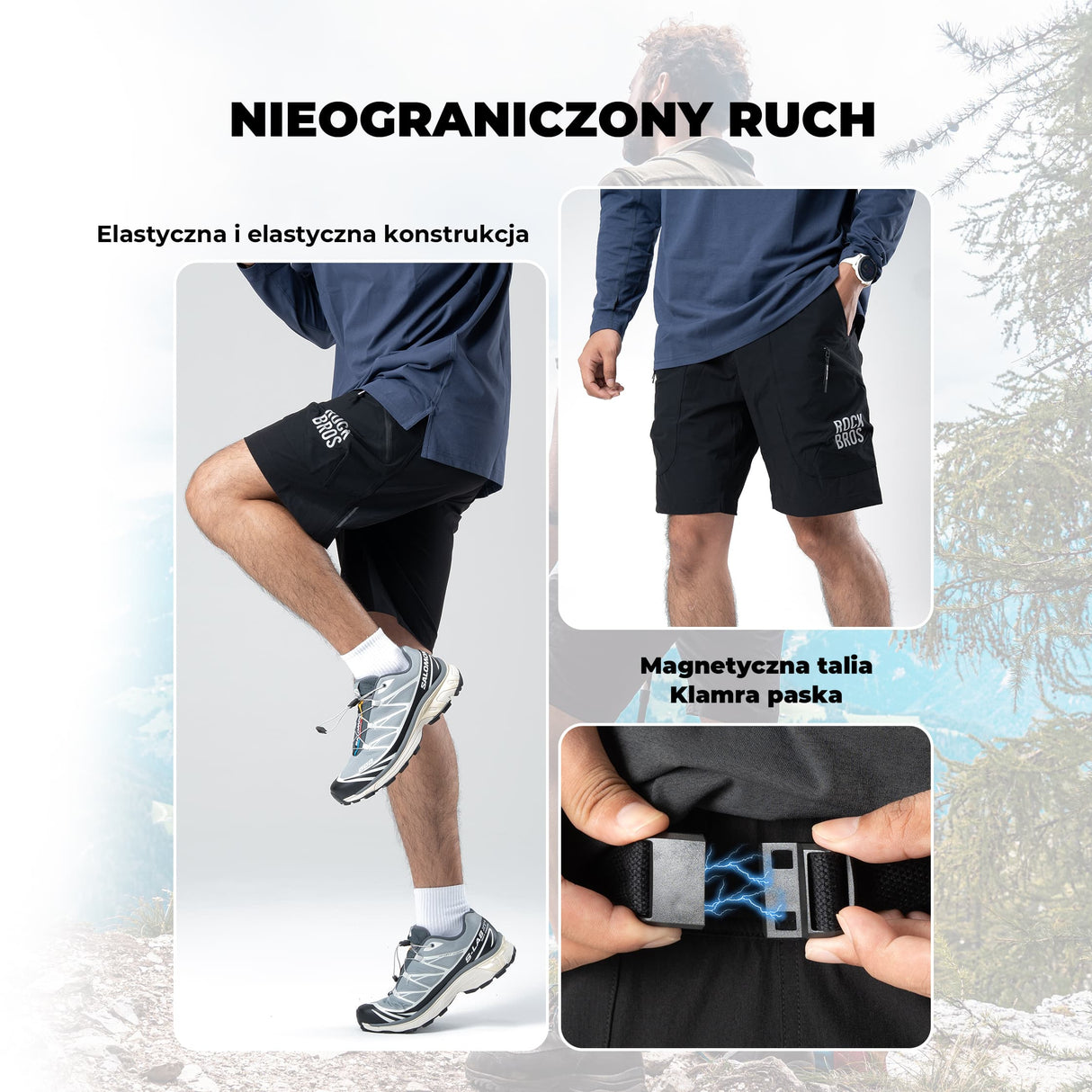 ROCKBROS Męskie Szorty Sportowe Innowacyjny Pasek Magnetyczny-YDDK015 Spodenki