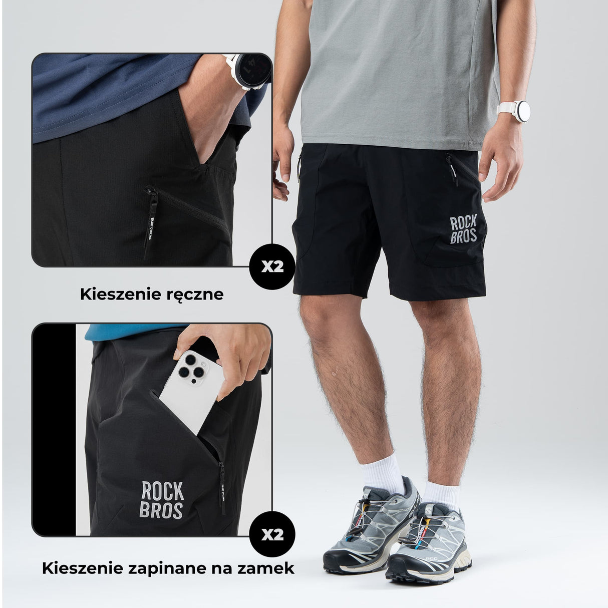 ROCKBROS Męskie Szorty Sportowe Innowacyjny Pasek Magnetyczny-YDDK015 Spodenki