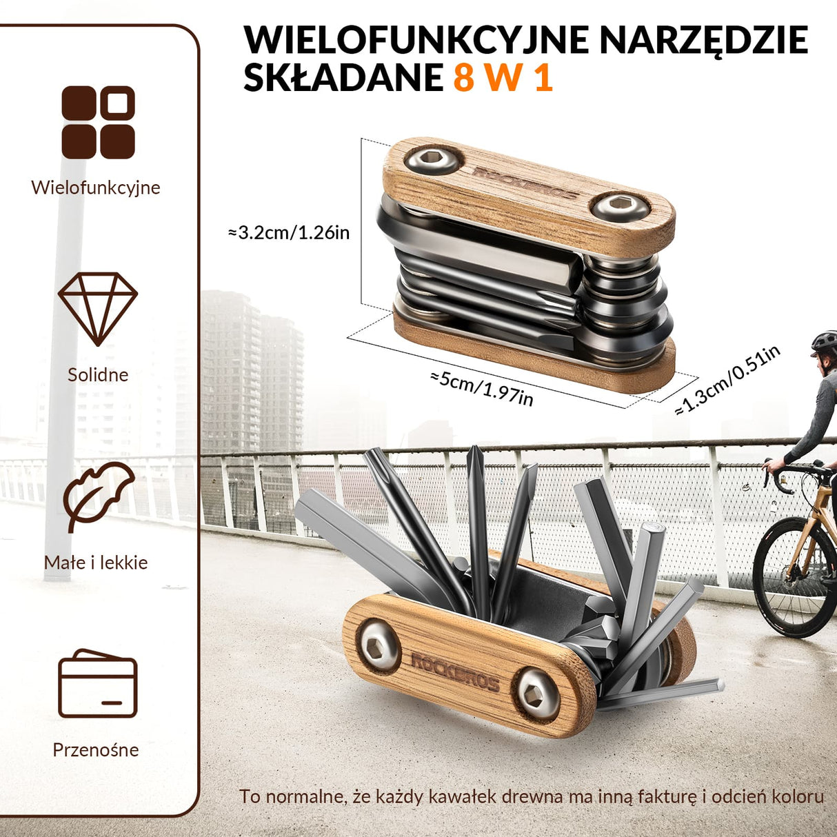 ROCKBROS Mini Narzędzia Do Naprawy Roweru 8 W 1 Wielofunkcyjny Składany Narzędzia do naprawy roweru