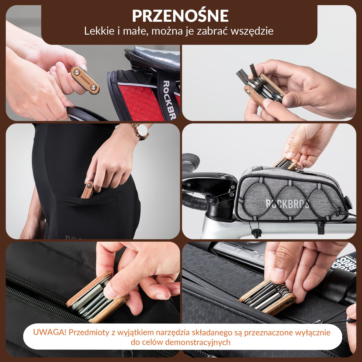 ROCKBROS Mini Narzędzia Do Naprawy Roweru 8 W 1 Wielofunkcyjny Składany Narzędzia do naprawy roweru