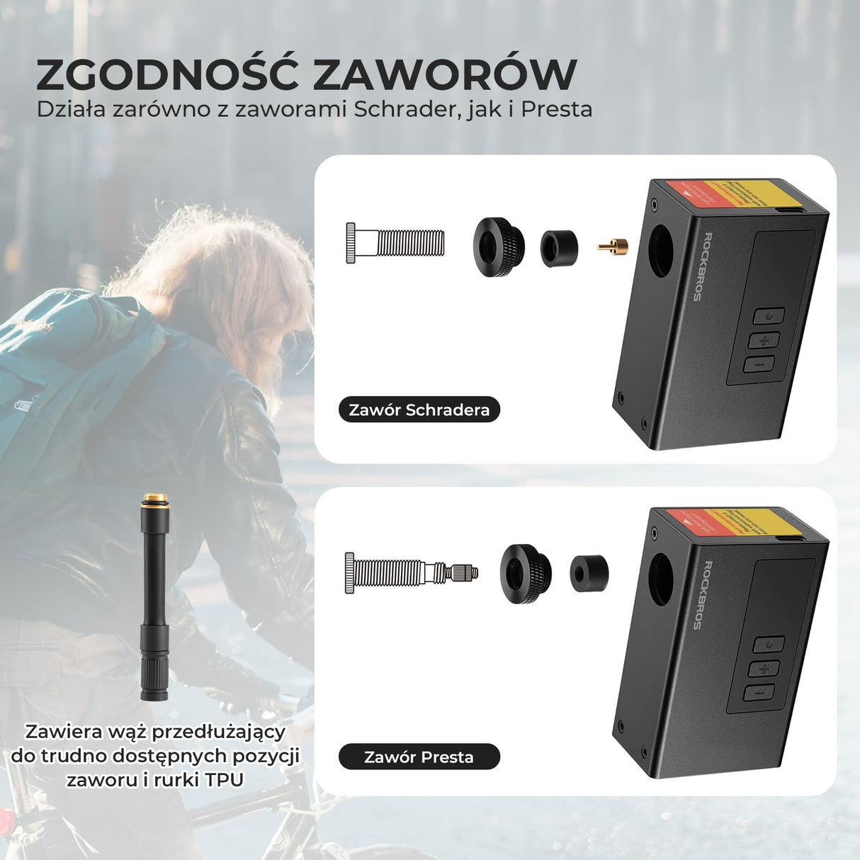 ROCKBROS Mini Elektryczne Pompki Rowerowa z Manometrem Maks. 120 PSI-AS240 PRO Elektryczne pompki