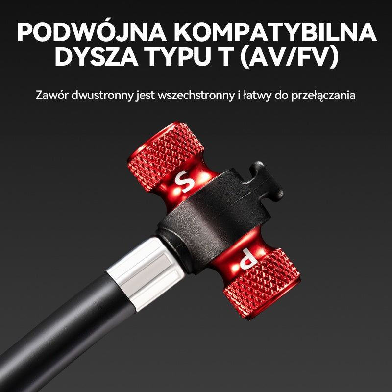 ROCKBROS Mini Pompka Rowerowa 220PSI Wysokociśnieniowa Aluminiowa Podwójna Głowica Pompki-LD-0510 Pompki rowerowe