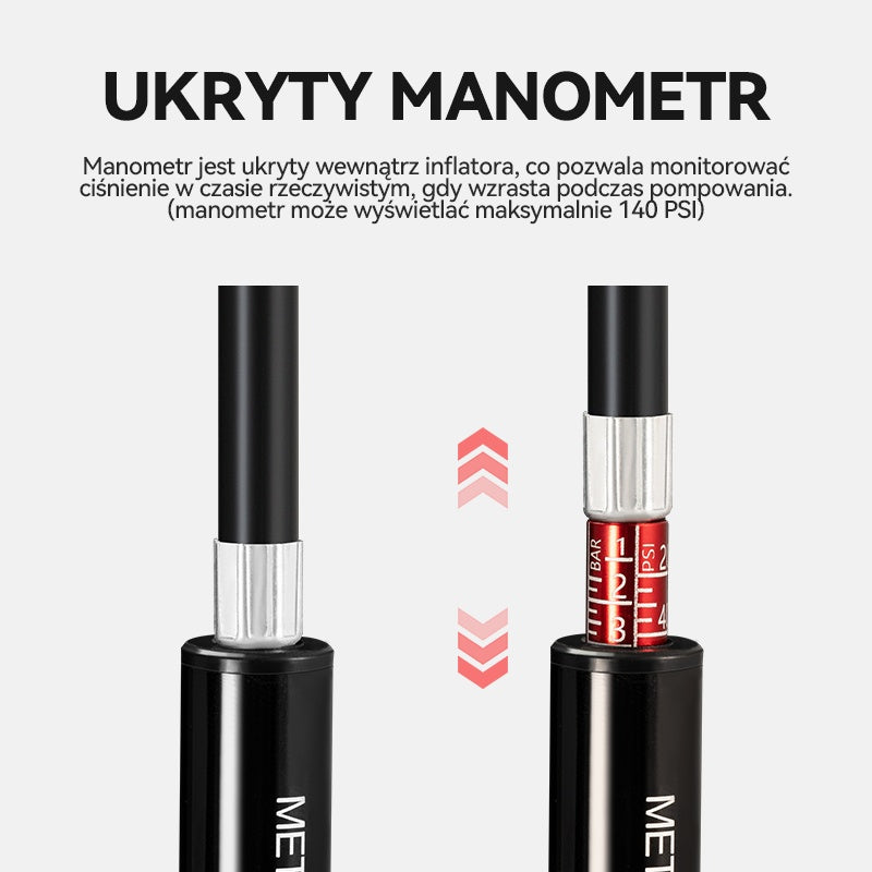 ROCKBROS Mini Pompka Rowerowa 220PSI Wysokociśnieniowa Aluminiowa Podwójna Głowica Pompki-LD-0510 Pompki rowerowe