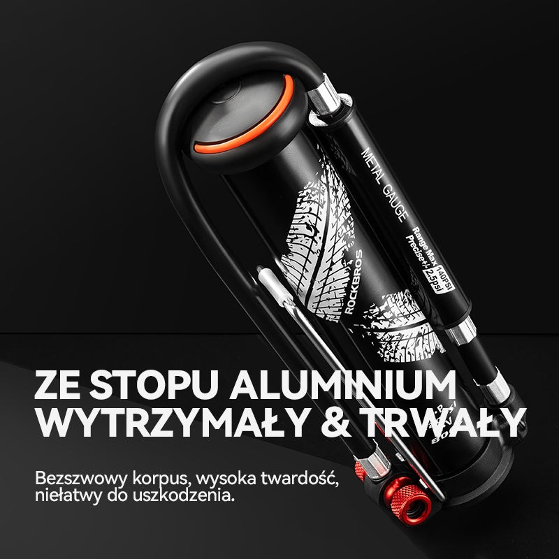 ROCKBROS Mini Pompka Rowerowa 220PSI Wysokociśnieniowa Aluminiowa Podwójna Głowica Pompki-LD-0510 Pompki rowerowe