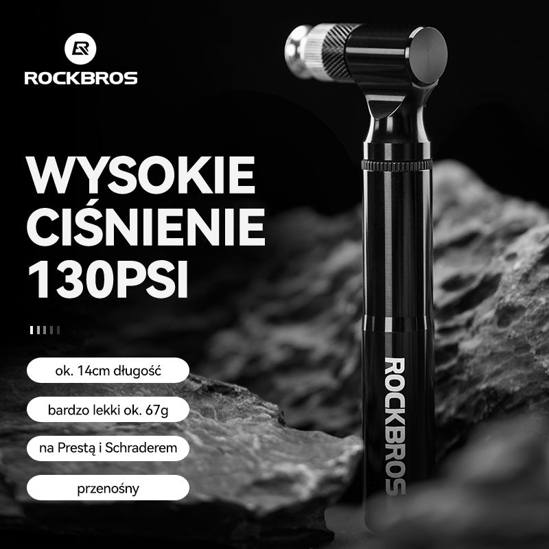 ROCKBROS Mini Pompka Rowerowa Classic 130 PSI z Zaworem Amerykańskim/Presta Schrader-PB011 Pompki rowerowe