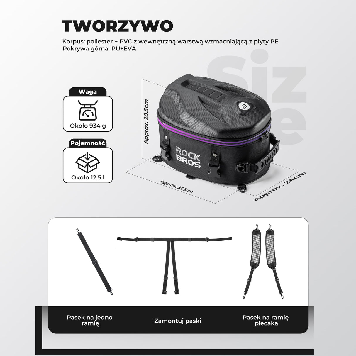 ROCKBROS Motocyklowa Torba na Siedzenie 12,5L-MTB003 Torby i sakwy motocyklowe
