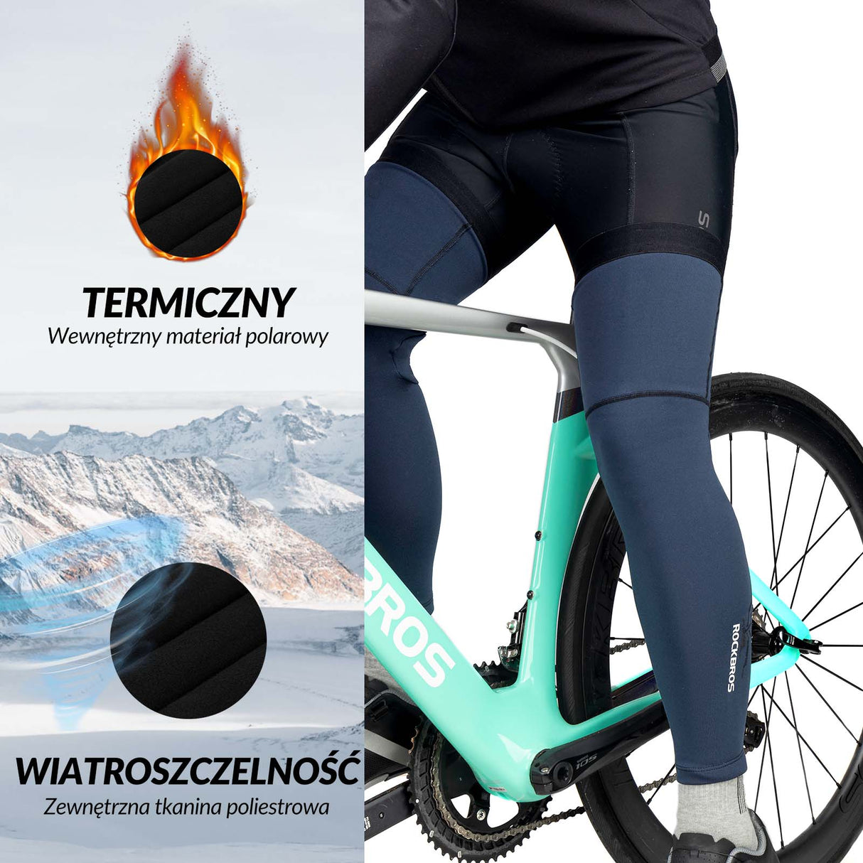 ROCKBROS ROCKBROS Ochraniacze Sportowe na Ręce Ocieplacze Rękawy Wiatroodporne Długie unisex Nogawki