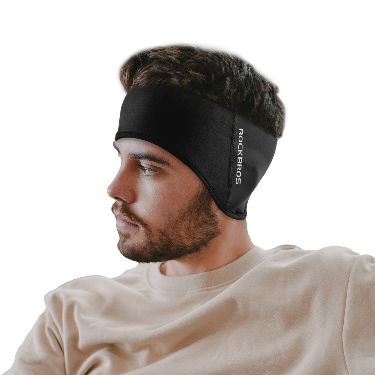 ROCKBROS Ocieplana Opaska na Głowę Sportowa Zimowa Termiczna Męska Damska OpaskiMęska (bez otworu)