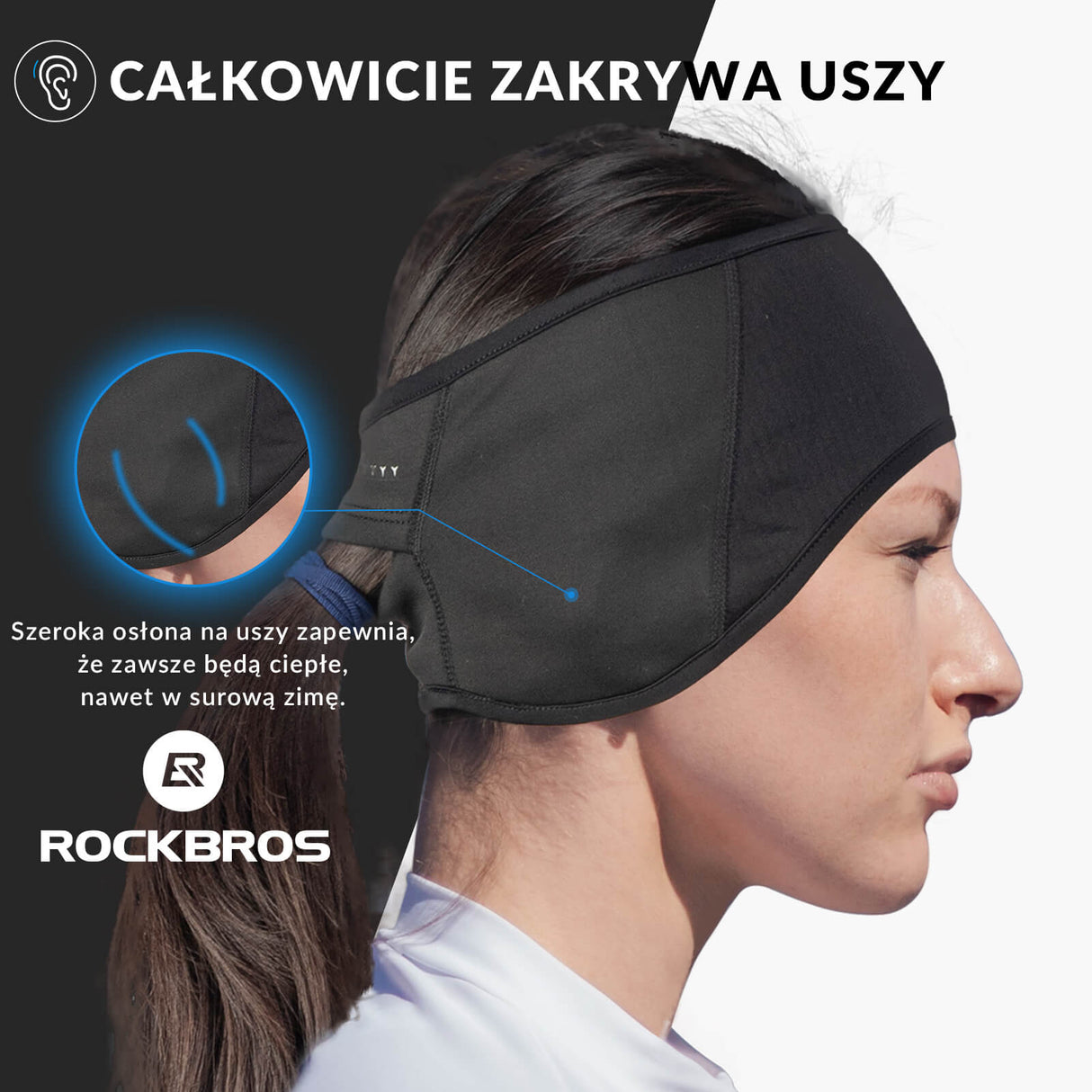ROCKBROS Ocieplana Opaska na Głowę Sportowa Zimowa Termiczna Męska Damska Opaski